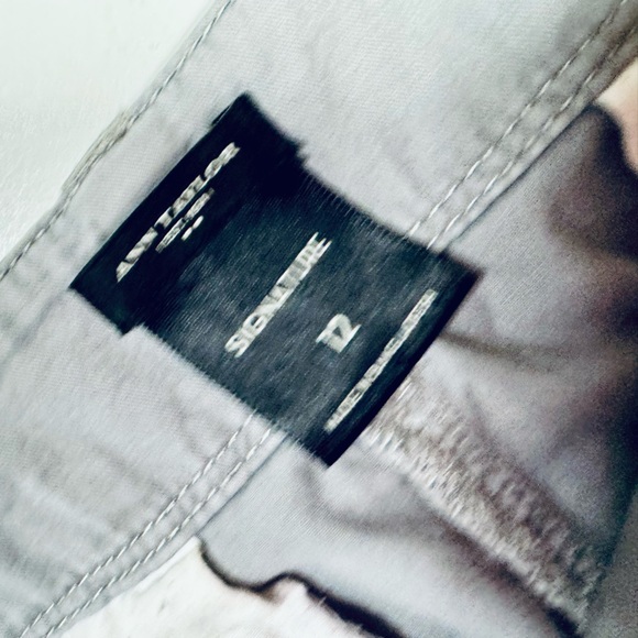 Ann Taylor Signature Pants Trouser Fit Gray Flat Front Straight Leg SZ 12 - Picture 10 of 16